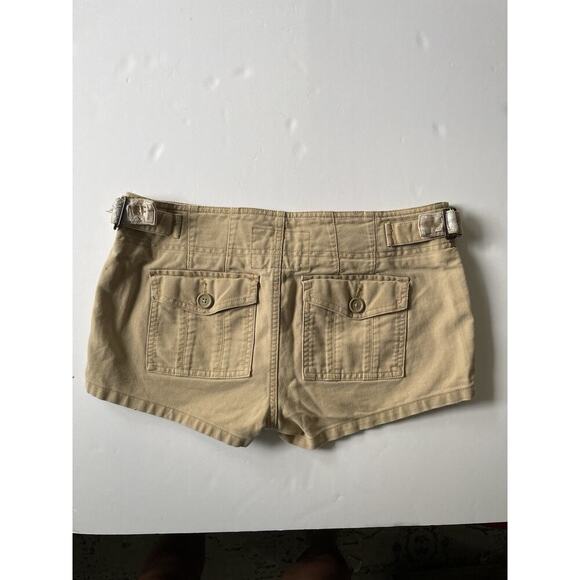VTG Y2K Abercrombie & Fitch Khaki Beige ultra Low rise Cargo Shorts pockets sz 6 - Picture 2 of 10